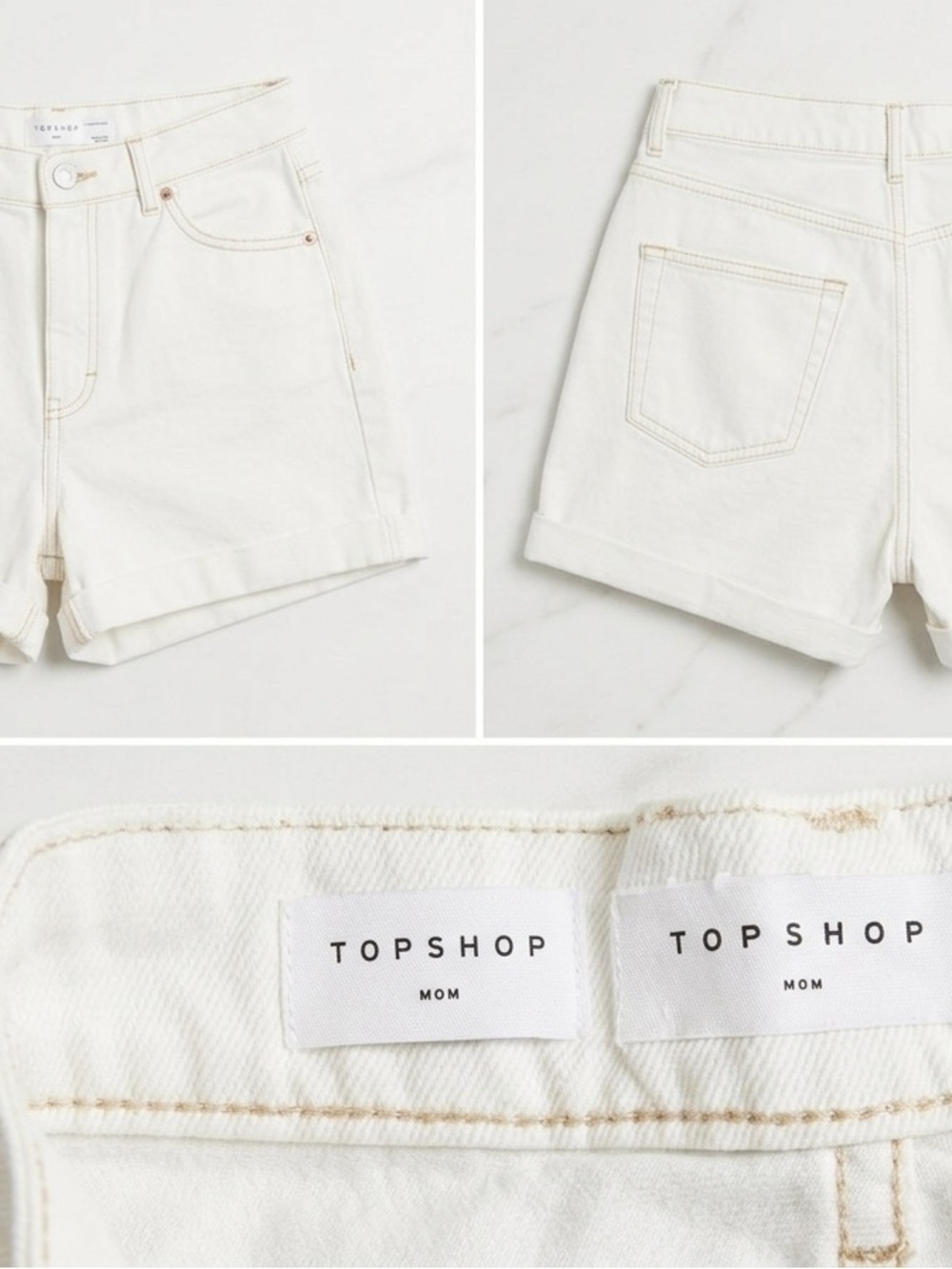 Topshop White Mom High-Rise Denim Shorts size 8